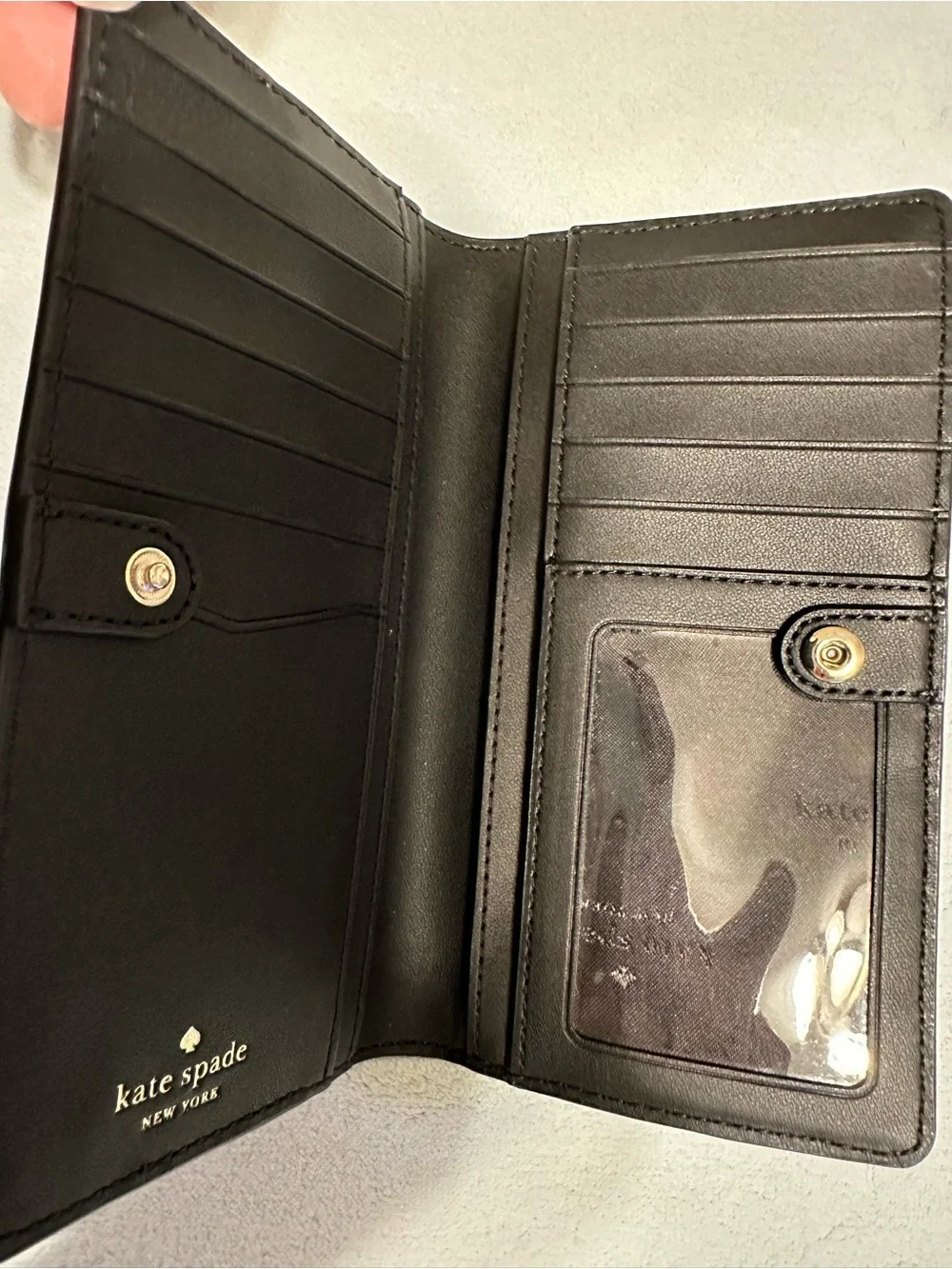 kate spade Stacy Two-Tone Black and Beige Saffiano Wallet